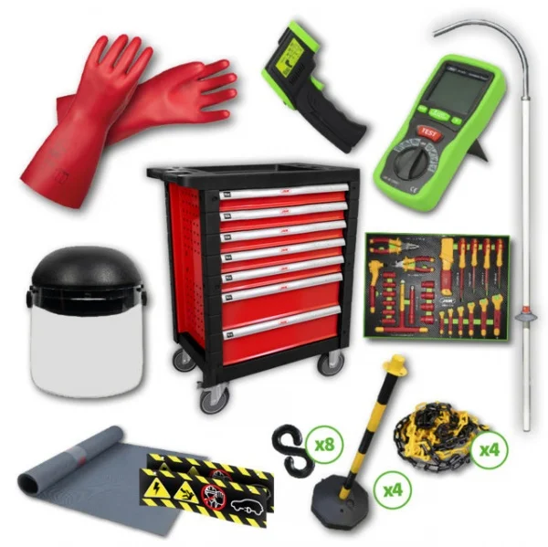 Jbm 54234 cassettiera mobile 7 cassetti con assortimento riparazione veicoli elettrici - dettaglio 1
