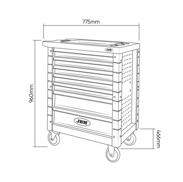 Jbm 54234 cassettiera mobile 7 cassetti con assortimento riparazione veicoli elettrici - dettaglio 2