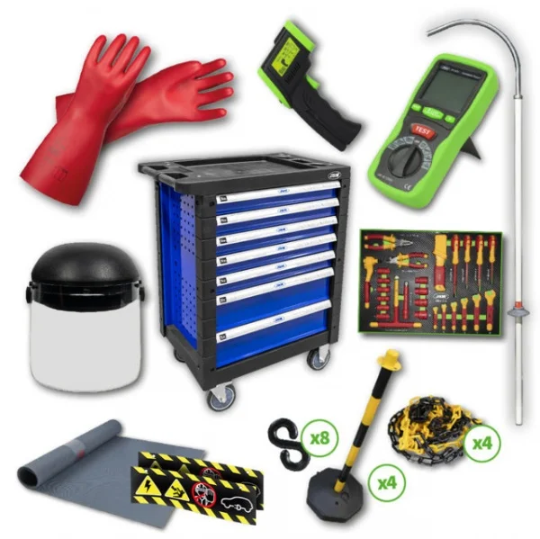 Jbm 54235 cassettiera 7 cassetti blu con assortimento riparazione veicoli elettrici - dettaglio 1