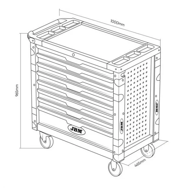 Jbm 54690 cassettiera porta attrezzi xl a 8 cassetti - dettaglio 5