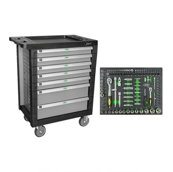 Jbm serie468g cassettiera grigia a 7 cassetti con termoformato 108 pz. - dettaglio 1