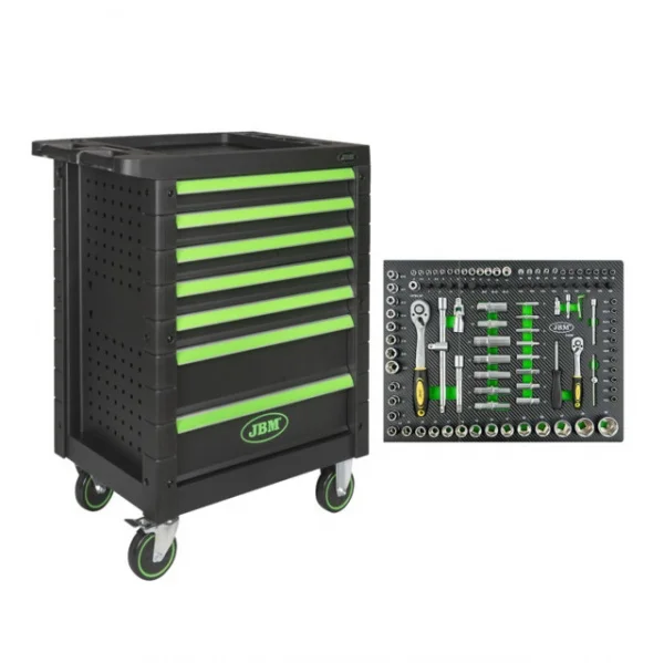 Jbm serie468 cassettiera verde a 7 cassetti con termoformato 108 pz. - dettaglio 1