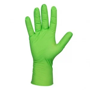 Jbm  guanti verdi monouso in nitrile 7 mil struttura a diamante da 100 pz. 54369 - dettaglio 1