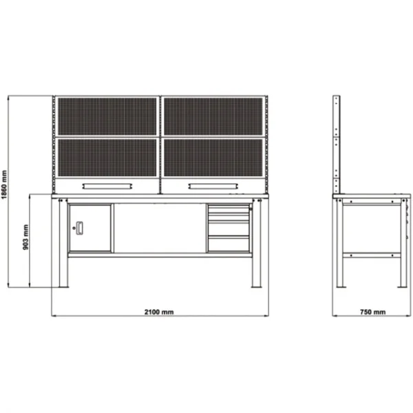 Beta c58bc-w2,1 4ca/a+svr banco completo con piano in legno 2,1 m con cassetti e anta 058000738 - dettaglio 3