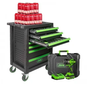 Jbm serie575 carrello con utensili 7 cassetti 53904 con trapano avvitatore 60044c - dettaglio 1