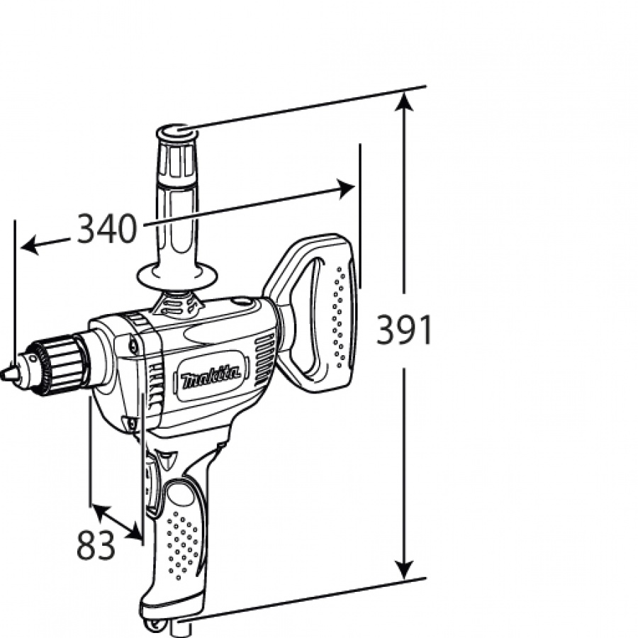 Disegno Trapano miscelatore 750W Makita DS4010