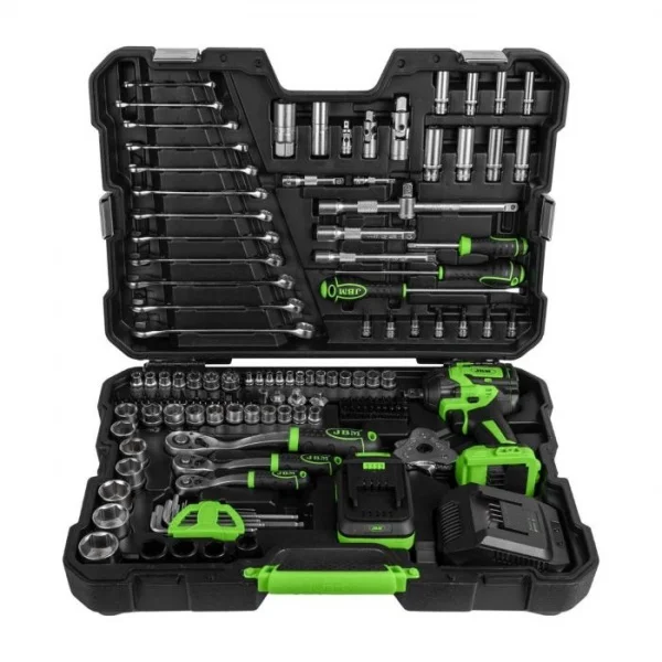 JBM 54863 Avvitatore a impulsi 800 Nm a batteria con assortimento 152 Pz.