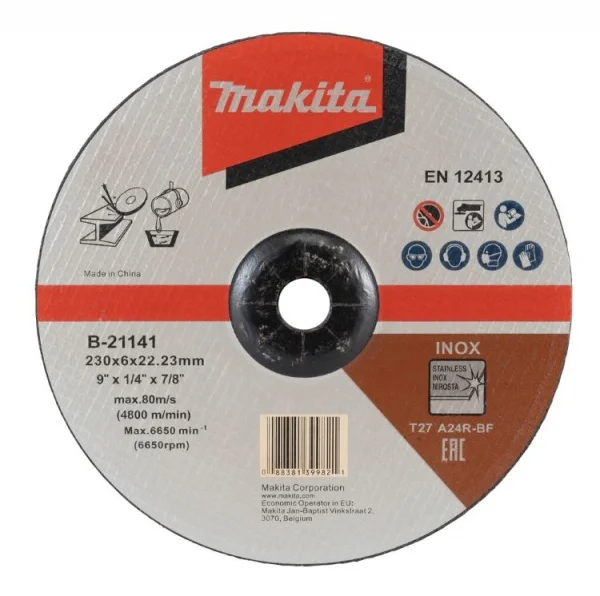 Makita A24R Disco abrasivo a centro depresso per acciaio Inox