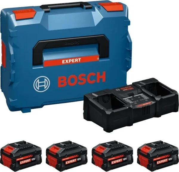 Bosch set 2 batterie 18 v 5,5 ah, 2 batterie 18 v 8,0 ah e caricabatterie doppio  cod. 1600a0373y - dettaglio 1