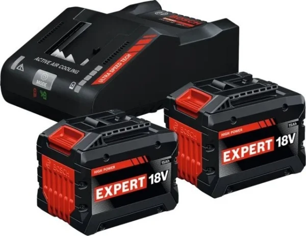 Bosch set 2 batterie 18 v 15,0 ah e caricabatterie  cod. 1600a0373z - dettaglio 1