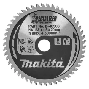 Makita lama tct specialized 136x20 mm 50 denti per alluminio b-40303 - dettaglio 1