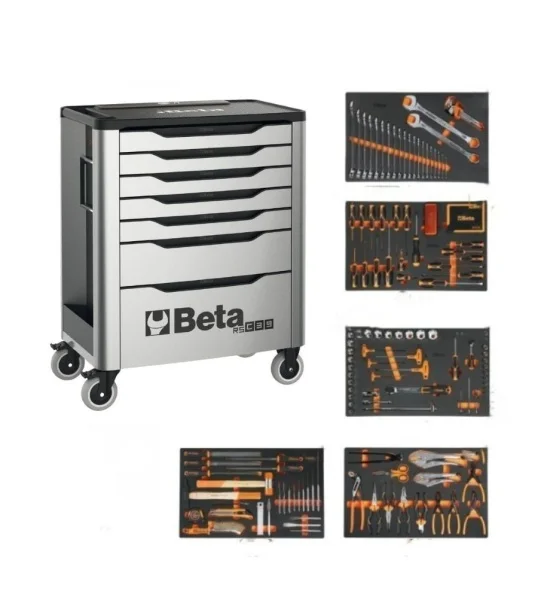 Beta Cassettiera mobile porta attrezzi 7 cassetti con assortimento 288 Pz. 3900 RSC39/7-G VI cod. 039000702