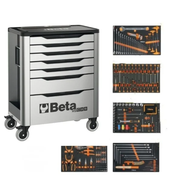 Beta Cassettiera mobile porta attrezzi 7 cassetti con assortimento 285 Pz. 3900 RSC39/7-G VA cod. 039000712