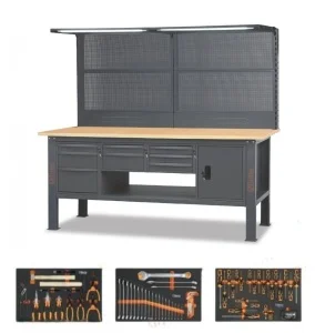 Beta Banco completo con piano in legno 2,1 m con assortimento 89 Pz. C58BC-W2,1/A-89UT cod. 058000977 - 058000977