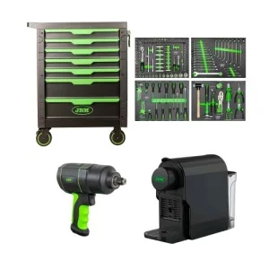 JBM SERIE495E Carrello a 7 cassetti e avvitatore pneumatico da 1/2" con macchina da caffè - SERIE495E
