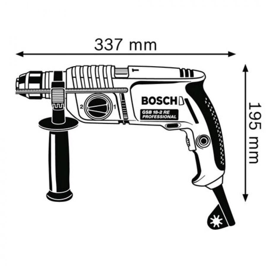 dimensioni Trapano a percussione Bosch GSB 18-2-RE
