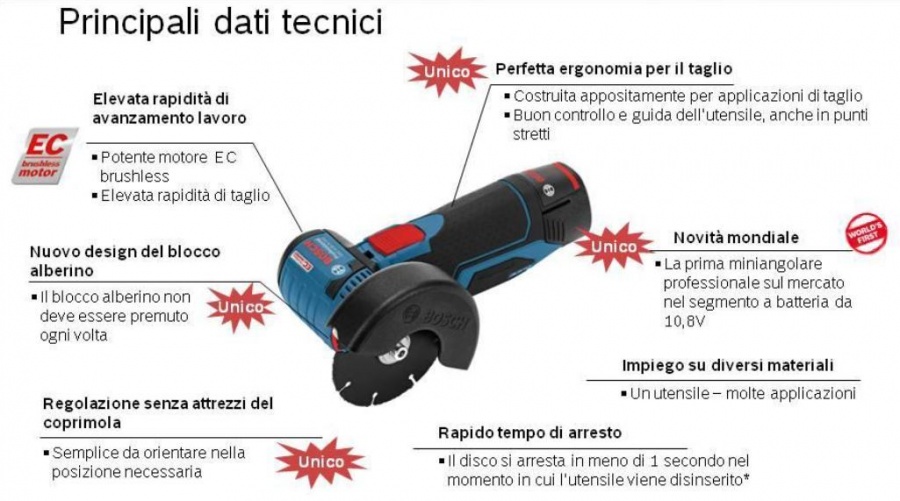 Smerigliatrice angolare Bosch GWS 10,8-76 V-EC Professional - GWS 10,8-76 V-EC