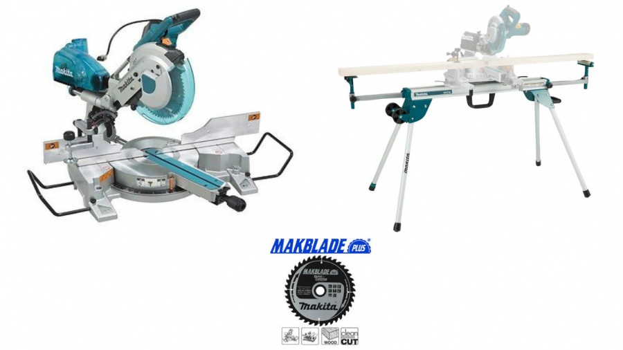 Set troncatrice Makita LS1016FLB + banco Deawsto6 + disco aggiuntivo B-08763 - LS1016FLB